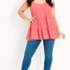 Evans Pink Strappy Tiered Top