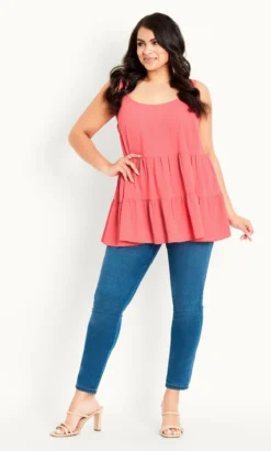 Evans Pink Strappy Tiered Top