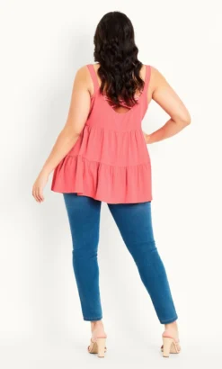 Evans Pink Strappy Tiered Top -Bold Fit Store 212275PINK 4