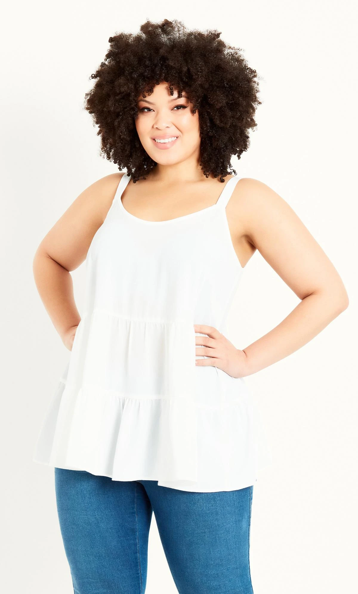 Evans White Tiered Swing Vest Top 2 Evans White Tiered Swing Vest Top - Image 2