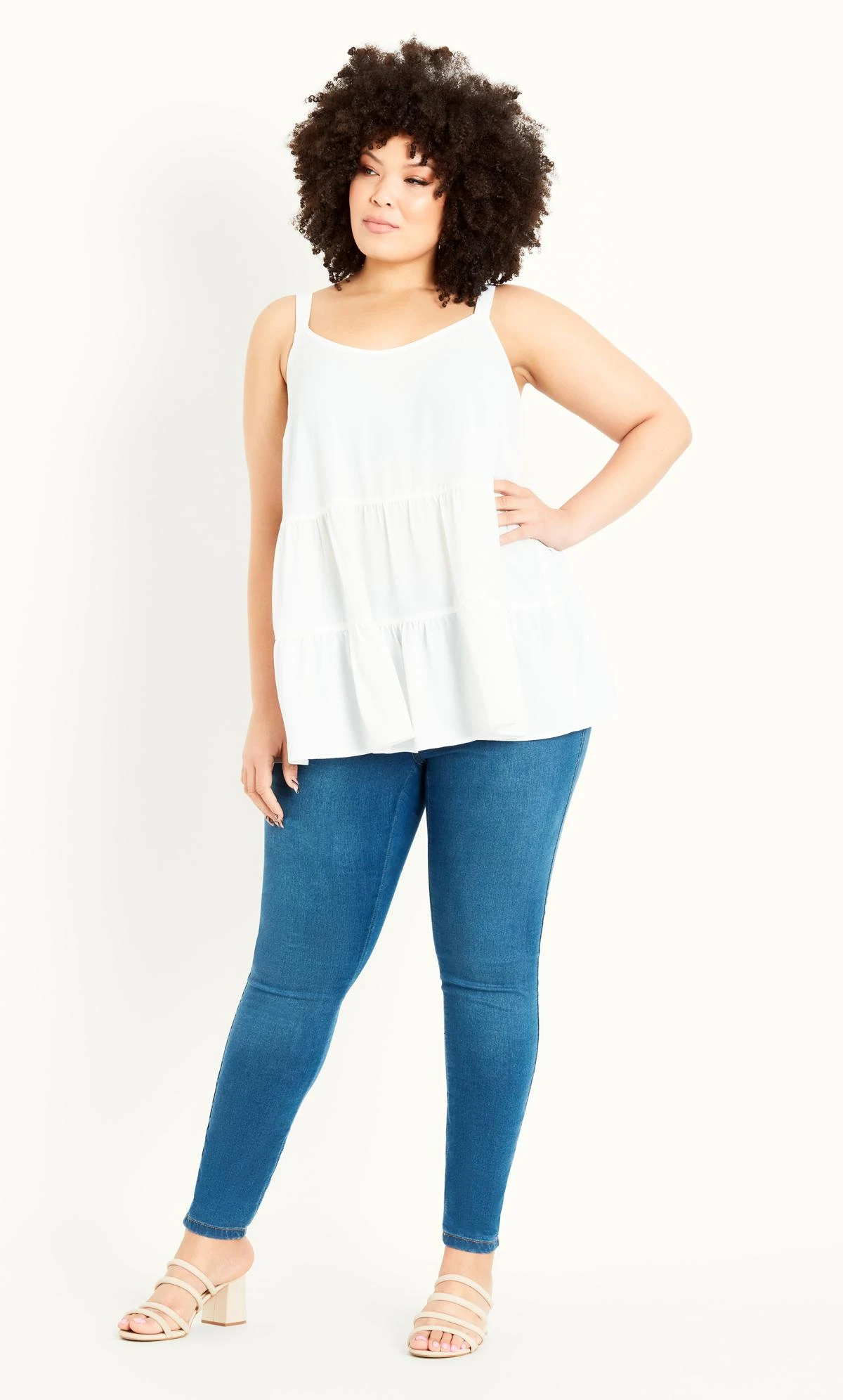 Evans White Tiered Swing Vest Top 1 Evans White Tiered Swing Vest Top