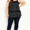 Evans Black & Blue Paisley Smock Vest Top