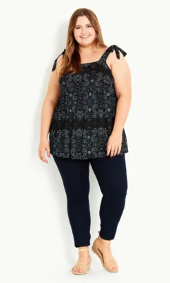 Evans Black & Blue Paisley Smock Vest Top -Bold Fit Store 212278BLUE 3