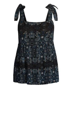Evans Black & Blue Paisley Smock Vest Top -Bold Fit Store 212278BLUE 4