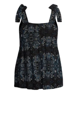 Evans Black & Blue Paisley Smock Vest Top -Bold Fit Store 212278BLUE 5