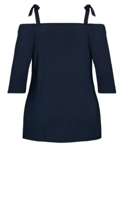 Evans Navy Blue Tie Shoulder Top -Bold Fit Store 212288NAVY 6