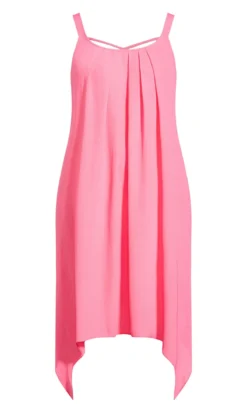 Evans Hot Pink Hanky Hem Midi Dress -Bold Fit Store 212295PINK 3