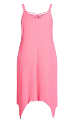 Evans Hot Pink Hanky Hem Midi Dress -Bold Fit Store 212295PINK 4
