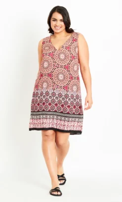 Evans Pink Tile Print Shift Dress