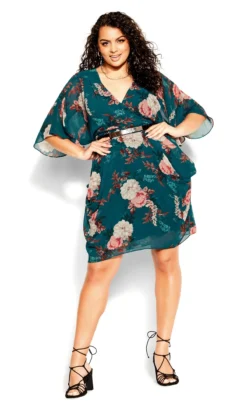 City Chic Green Majestic Wrap Dress