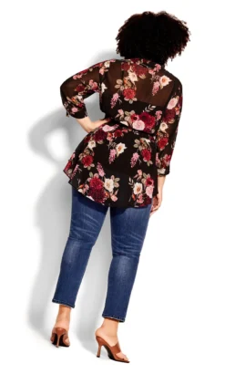 City Chic Black Floral Paradise Shirt -Bold Fit Store 212386BLKFLORALPARADISE 4