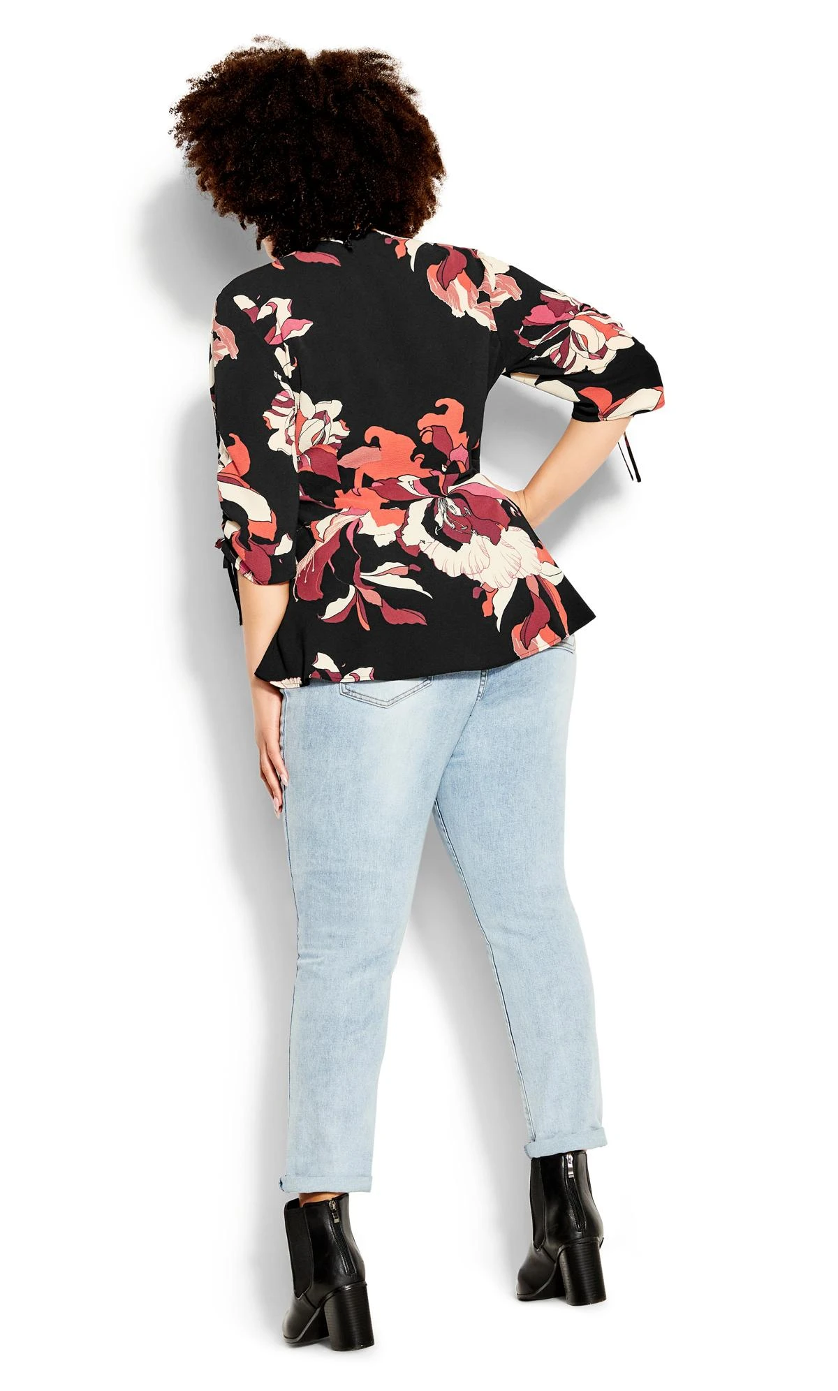 City Chic Black & Burgundy Floral Wrap Top 3 City Chic Black & Burgundy Floral Wrap Top - Image 3