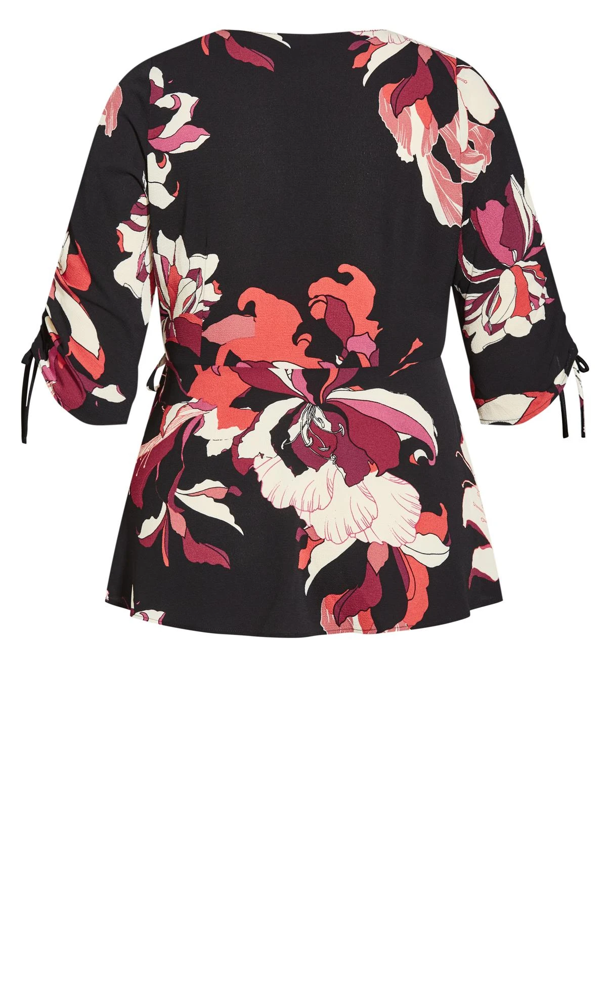 City Chic Black & Burgundy Floral Wrap Top 5 City Chic Black & Burgundy Floral Wrap Top - Image 5