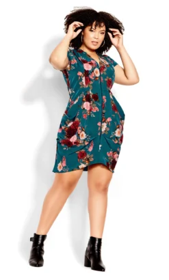 City Chic Green Paradise Floral Tunic -Bold Fit Store 212399TEALFLORALPARADISE 3