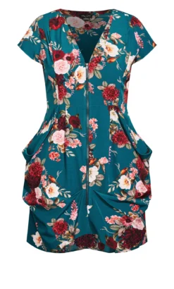 City Chic Green Paradise Floral Tunic -Bold Fit Store 212399TEALFLORALPARADISE 7