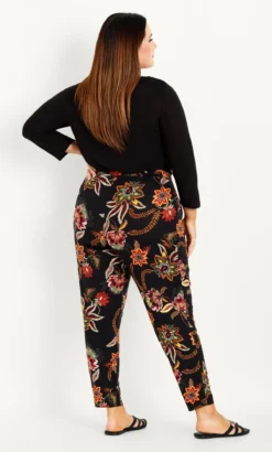 Evans Black Tapered Floral Trouser -Bold Fit Store 212454BLACK 3