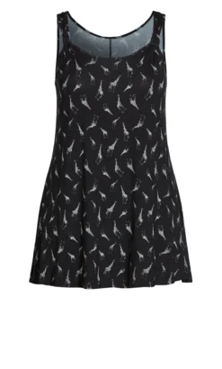 Evans Black Bird Print Knot Longline Top -Bold Fit Store 212482BLACK 5