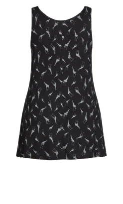 Evans Black Bird Print Knot Longline Top -Bold Fit Store 212482BLACK 6