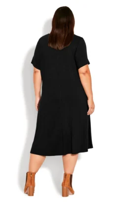 Avenue Black V-Neck Swing Midi Dress -Bold Fit Store 212499BLACK 3