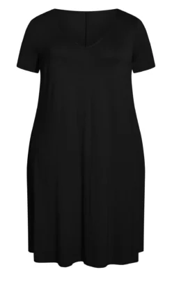 Avenue Black V-Neck Swing Midi Dress -Bold Fit Store 212499BLACK 4