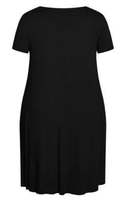 Avenue Black V-Neck Swing Midi Dress -Bold Fit Store 212499BLACK 5