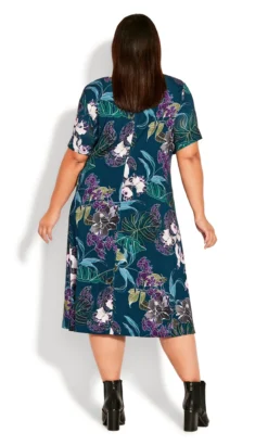 Avenue Green Floral Print V-Neck Swing Dress -Bold Fit Store 212500GLENGREEN 3