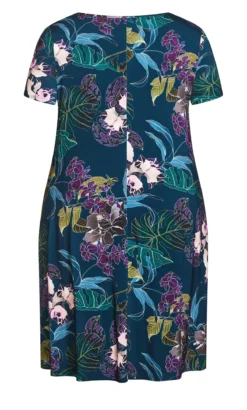 Avenue Green Floral Print V-Neck Swing Dress -Bold Fit Store 212500GLENGREEN 5