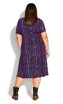 Avenue Purple V-Neck Stripe Print Swing Dress (wrong Images) -Bold Fit Store 212500PLUMDUSKSTRIPE 3