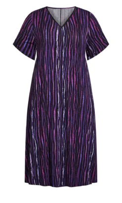 Avenue Purple V-Neck Stripe Print Swing Dress (wrong Images) -Bold Fit Store 212500PLUMDUSKSTRIPE 4