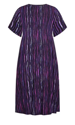 Avenue Purple V-Neck Stripe Print Swing Dress (wrong Images) -Bold Fit Store 212500PLUMDUSKSTRIPE 5