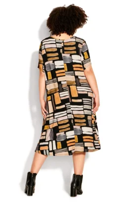 Avenue Brown V-Neck Swing Print Dress -Bold Fit Store 212500STONEMANOR 3
