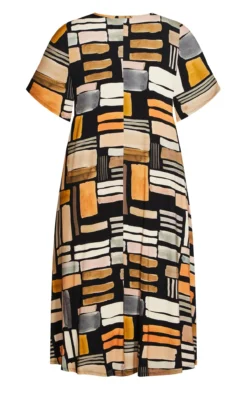 Avenue Brown V-Neck Swing Print Dress -Bold Fit Store 212500STONEMANOR 5