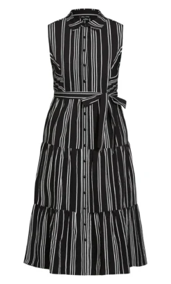 City Chic Black In Stripe Dress -Bold Fit Store 212573BLACKIVORY 21