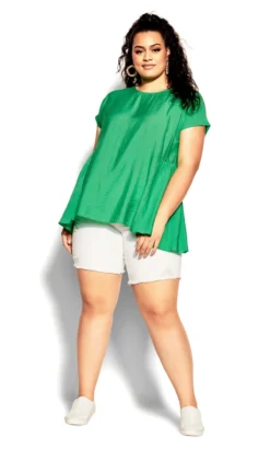City Chic Green Satin Boxy Top -Bold Fit Store 212595LIME 3