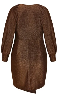 City Chic Brown Glitter Midi Wrap Dress -Bold Fit Store 212715BRONZE 5