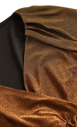 City Chic Brown Glitter Midi Wrap Dress -Bold Fit Store 212715BRONZE 6