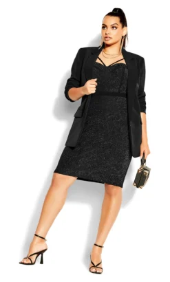 City Chic Black Glitter Strap Detail Bodycon Midi Dress -Bold Fit Store 212737BLACK 2