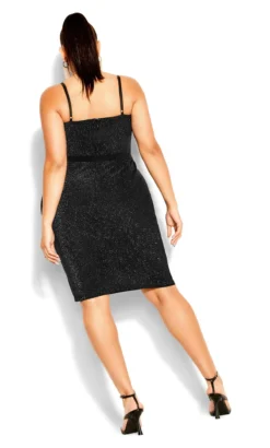 City Chic Black Glitter Strap Detail Bodycon Midi Dress -Bold Fit Store 212737BLACK 4