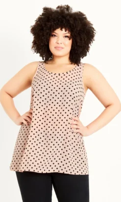 Evans Pink Polka Dot Vest Top