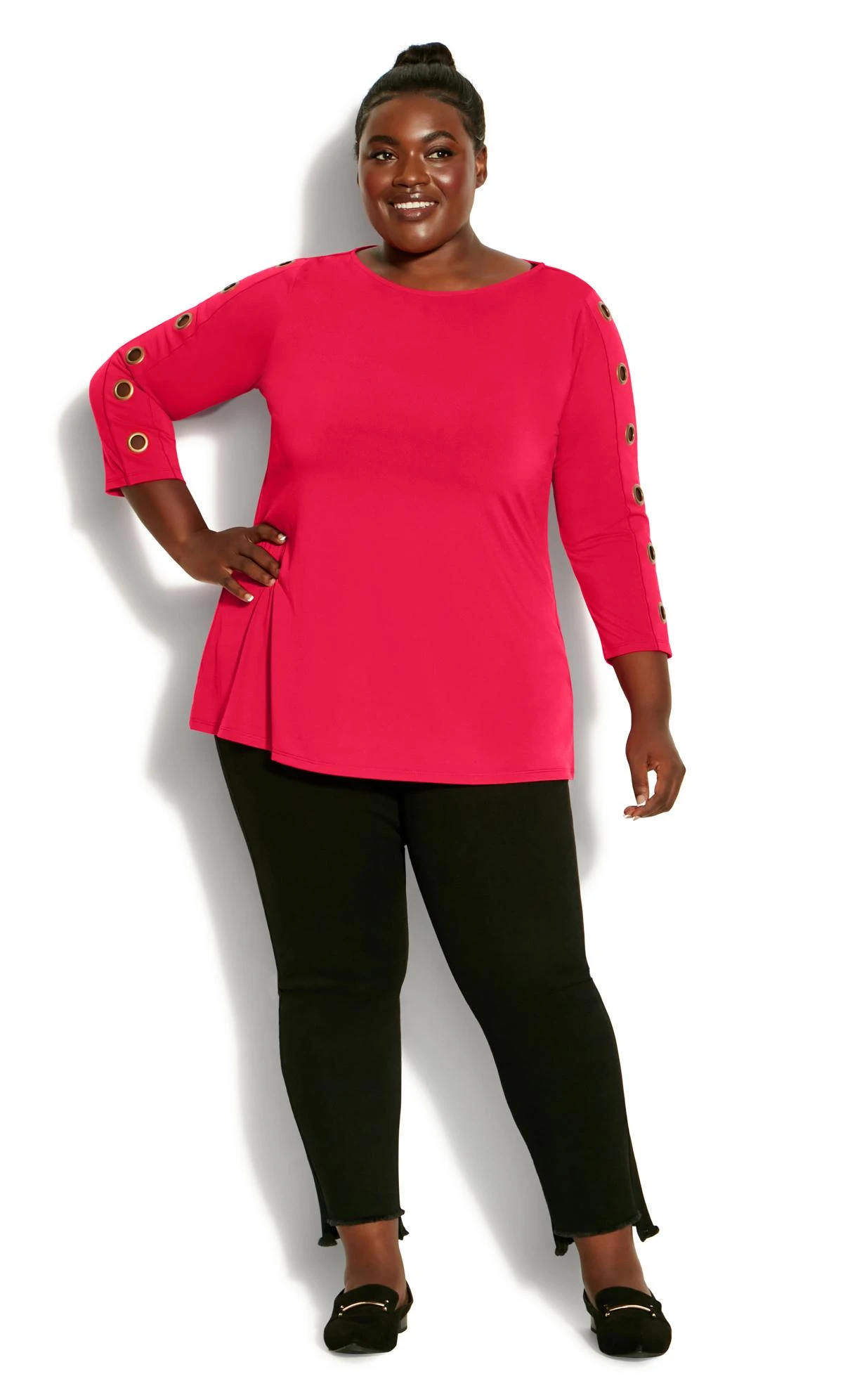 Avenue Red Eyelet Sleeve Top 1 Avenue Red Eyelet Sleeve Top