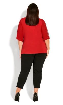 Avenue Ave Studio Red Diamante Sleeve Wrap Top -Bold Fit Store 212833RUBY 4