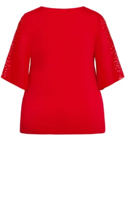 Avenue Ave Studio Red Diamante Sleeve Wrap Top -Bold Fit Store 212833RUBY 6