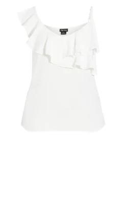 City Chic Ivory Asymmetric Ruffle Vest Top -Bold Fit Store 212950IVORY 21