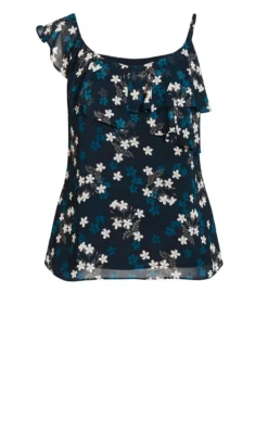 City Chic Black & Blue Floral Frill Vest Top 9 City Chic Black & Blue Floral Frill Vest Top -Bold Fit Store 212951CASCADEFLORAL 21