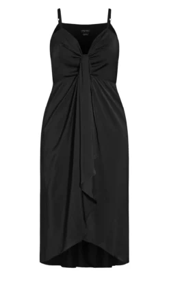 City Chic Black Drape Front Midi Dress -Bold Fit Store 212963BLACK 4