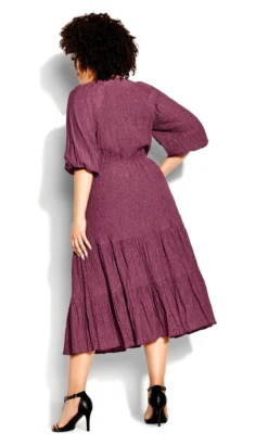 City Chic Purple Darling Puff Dress -Bold Fit Store 213019ROSEBERRY 3