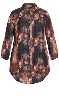 Avenue Ave Studio Brown Speckled Print Shirt -Bold Fit Store 213098TANSPECKOMBRE 5