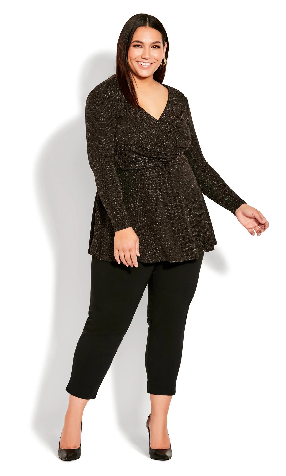 Avenue Black & Gold Lurex Shimmer Wrap Top 1 Avenue Black & Gold Lurex Shimmer Wrap Top