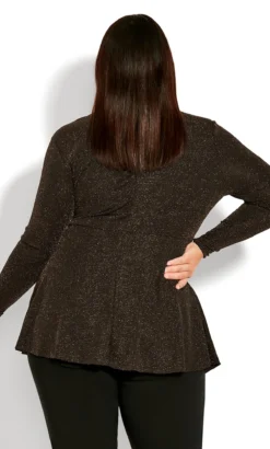 Avenue Black & Gold Lurex Shimmer Wrap Top 9 Avenue Black & Gold Lurex Shimmer Wrap Top -Bold Fit Store 213109GOLD 3