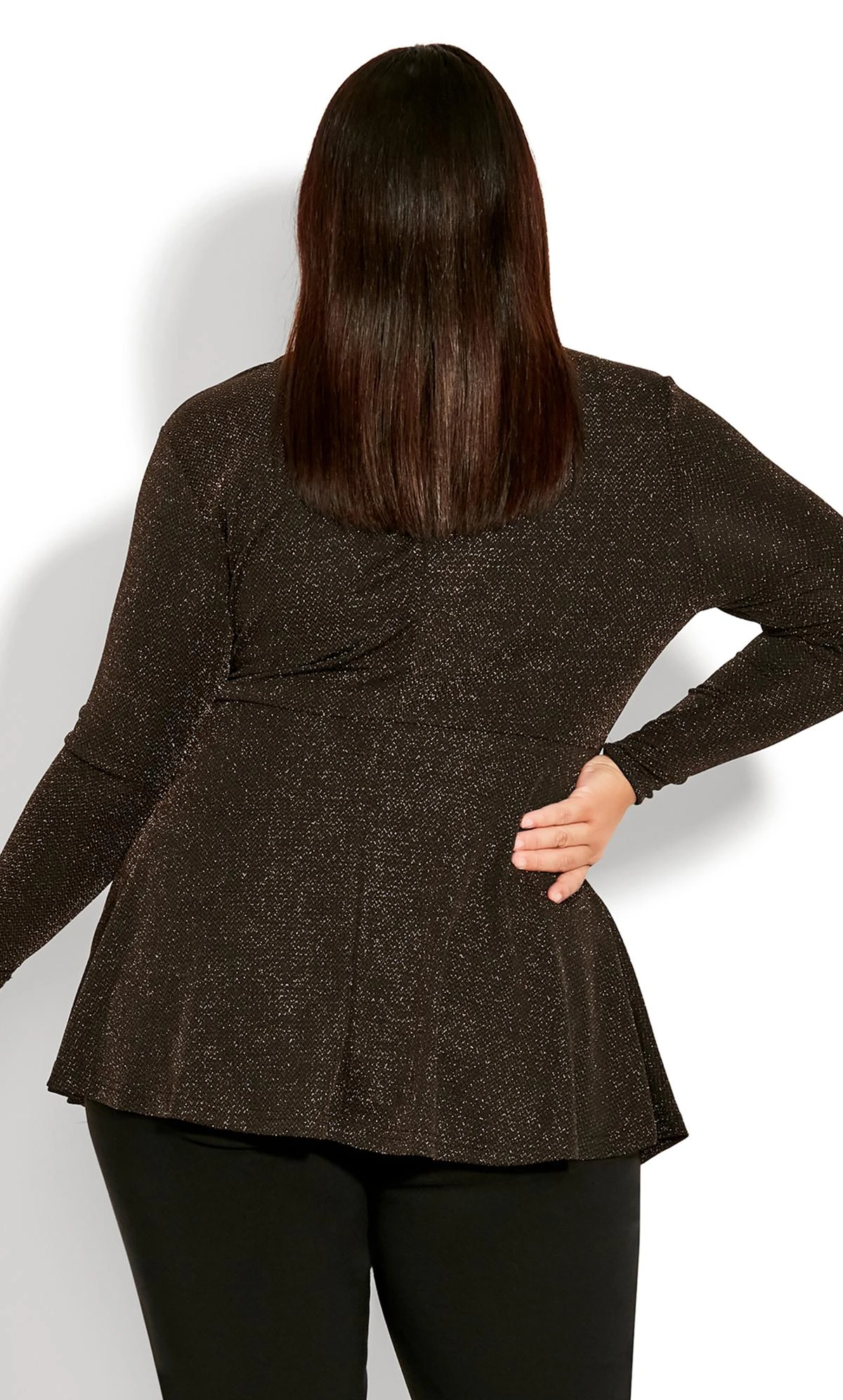 Avenue Black & Gold Lurex Shimmer Wrap Top 3 Avenue Black & Gold Lurex Shimmer Wrap Top - Image 3